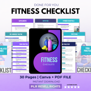Fitness Goals Checklist Printable PDF with Full PLR License