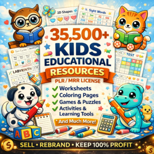 35,500 Homeschool & Kids Learning Activities Bundle (PLR/MRR)