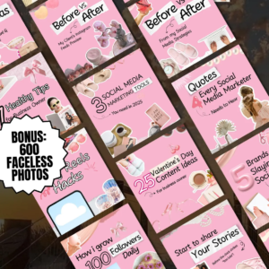 Pink Content Creator Carousel Kit – 100 Canva Slides