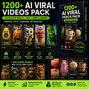1200+ AI Viral Videos Pack – Faceless Reels (PLR, MRR)